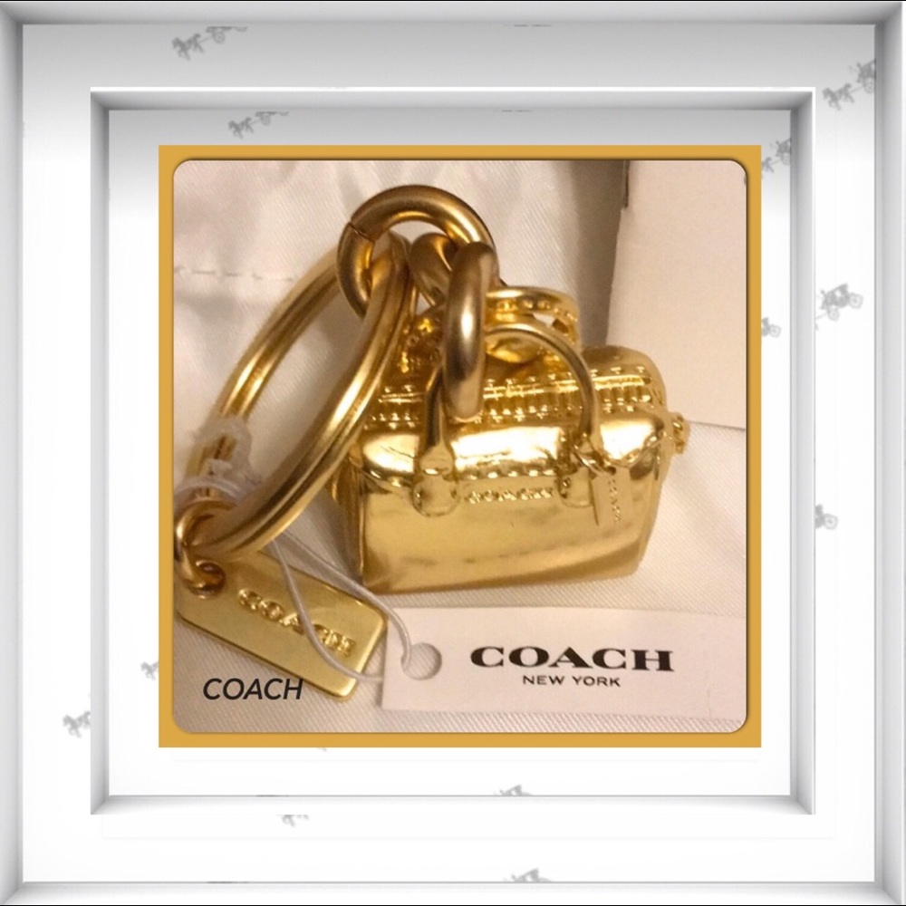 🔥👜Coach Rogue Gold Bag Keychain Charm Fob NWT! FIRM PRICE 🎁🔥🔥🔥 - Picture 1 of 6